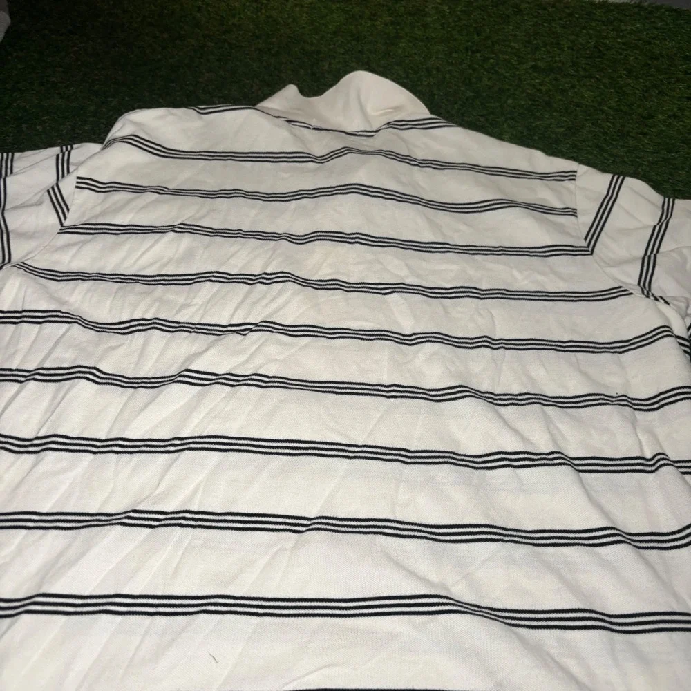Polo Ralph Lauren Mens 4XLT Tall Striped Polo Shirt White Navy Blue Cotton Pique